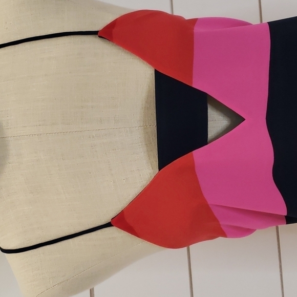 EXPRESS medium cami red pink orange black stripe - Picture 2 of 5